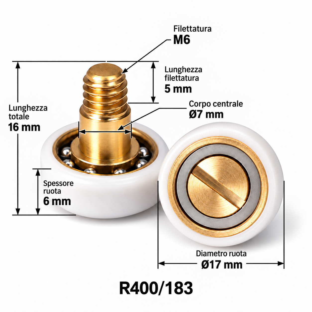 R400_183 Cuscinetti per box doccia diam 17 mm
